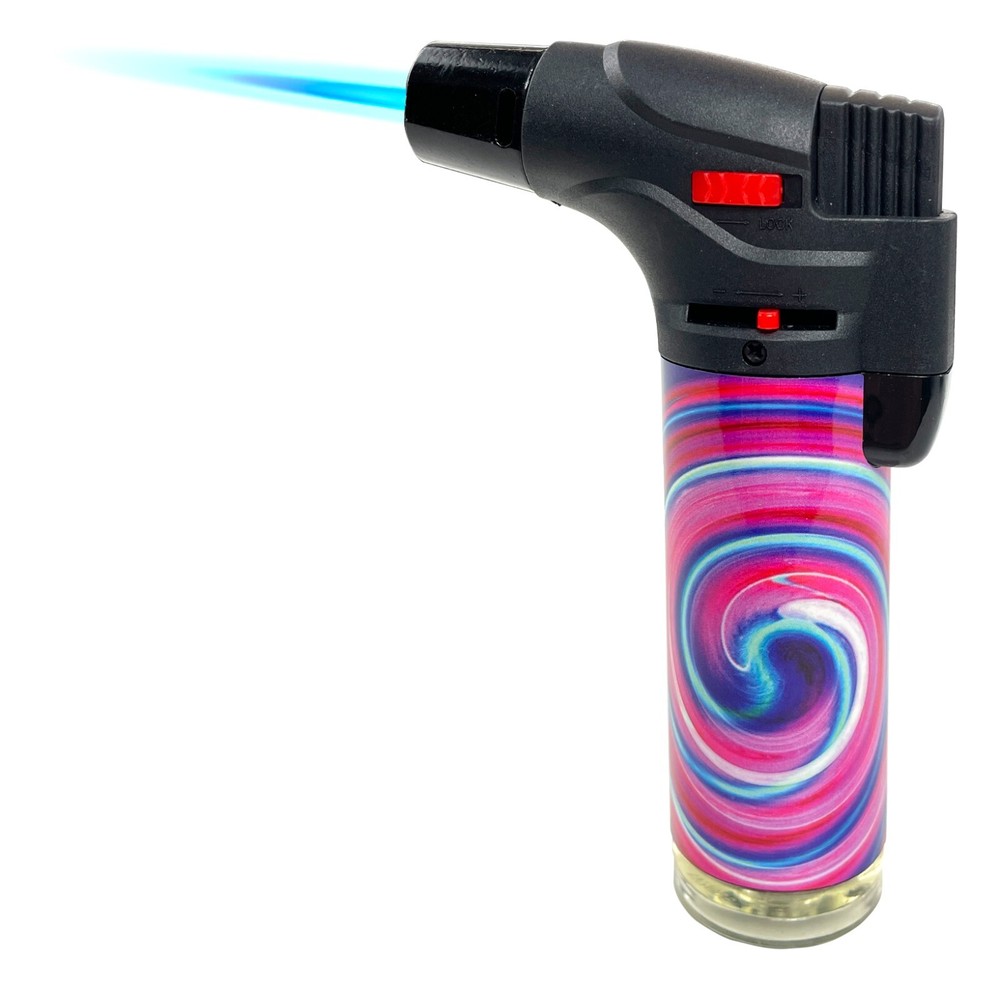12 Pack Jumbo 4" Single Jet Flame Torch Gun Lighter Refillable Lockable Swirl