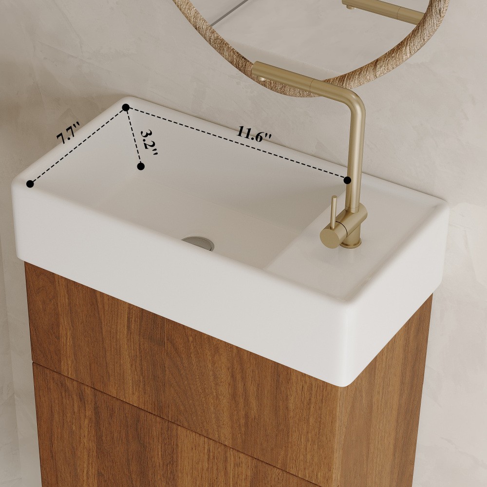 Modern Floating Bathroom Vanity with Intergrated Ceramic Basin
