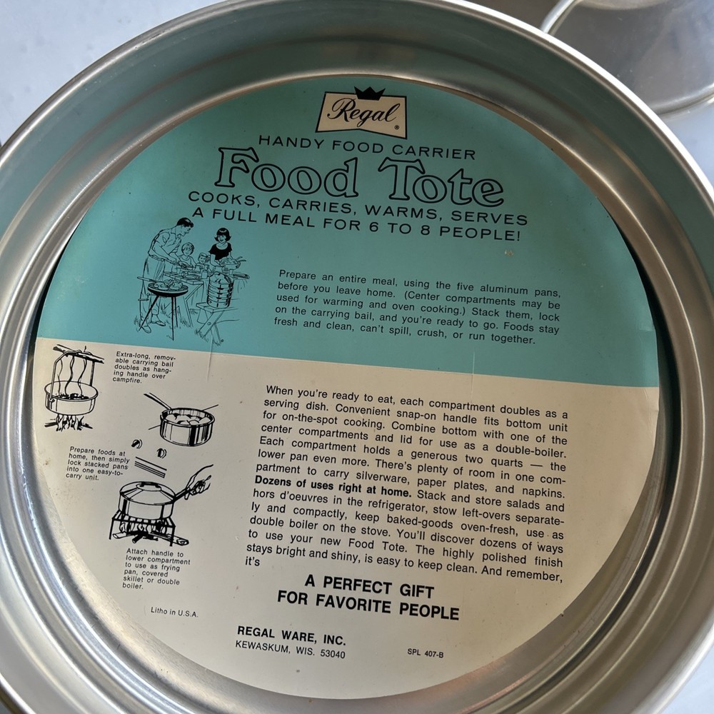 Vintage Regal Aluminum 5 Layer Camping Picnic Cookware Stacking Set