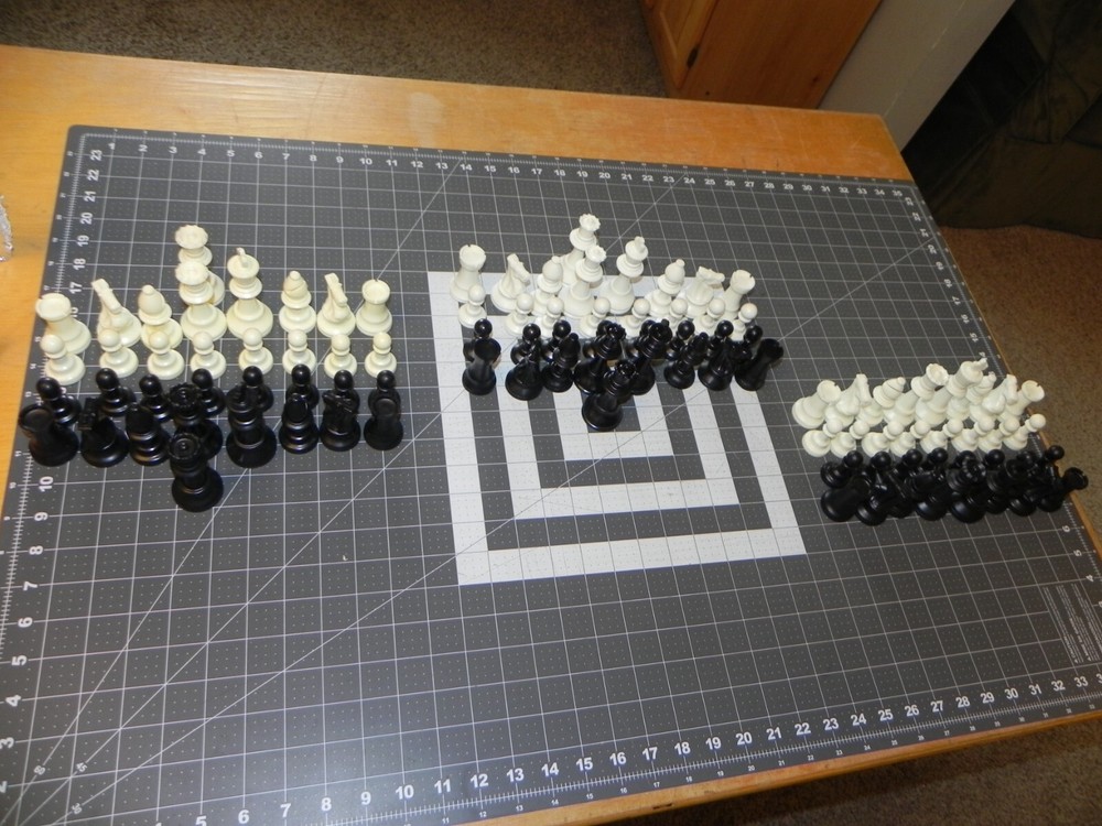 Lot x 3  Staunton Plastic CHESS SET  COMPLETE some extra's