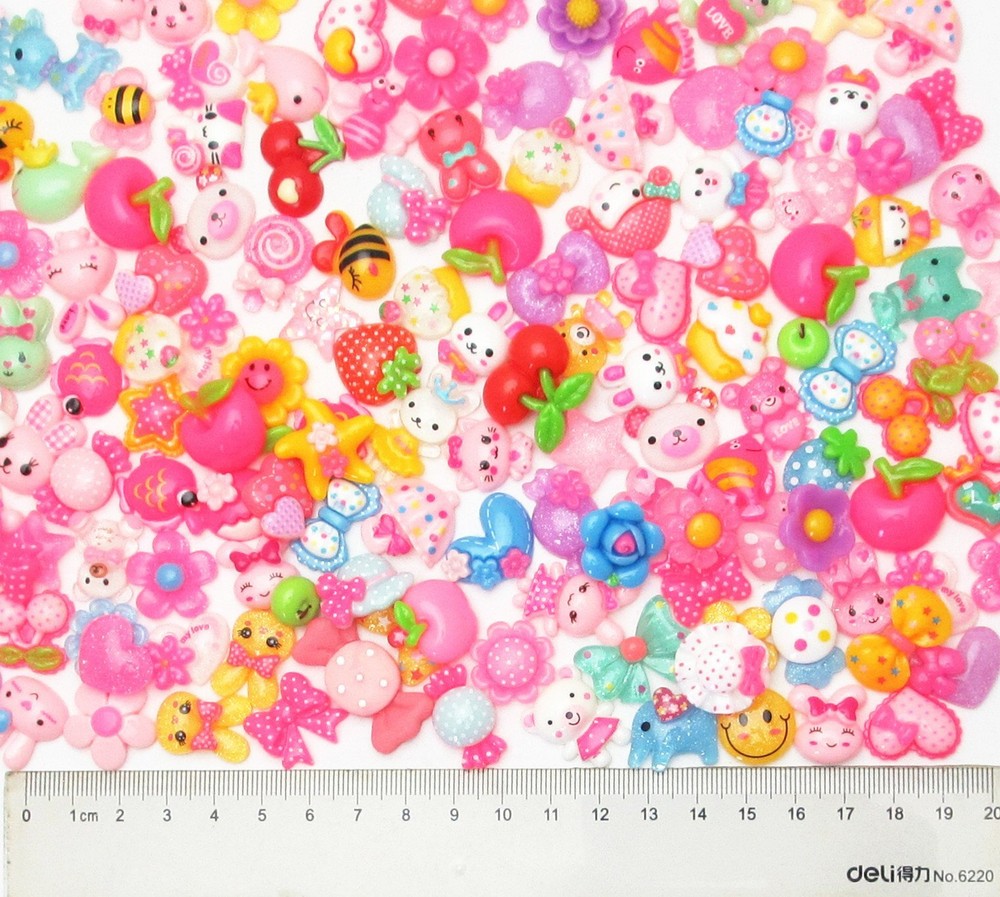 100pcs Mix Lots Flatback Resin Buttons Scrapbooking Craft Decorative Elements