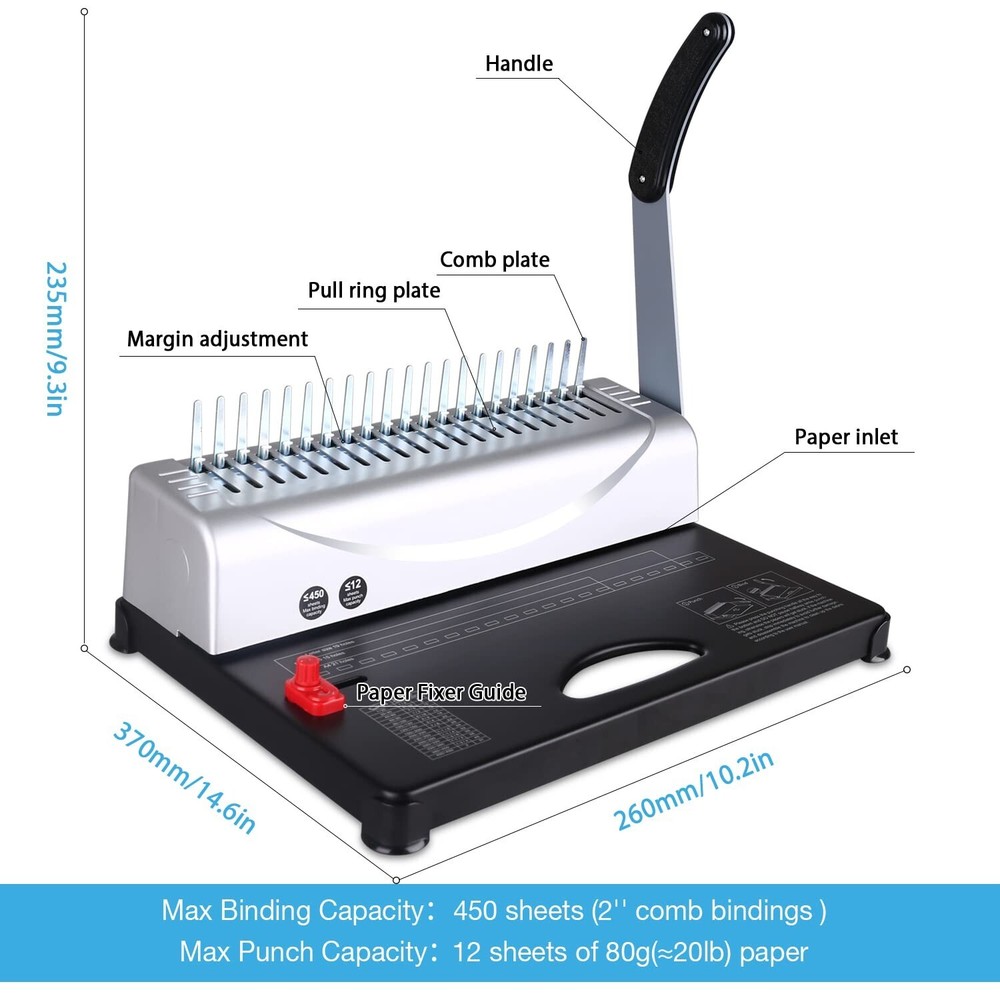 MAKEASY Binding Machine, 21-Hole, 450 Sheets, Book Binding Machines with 100P...