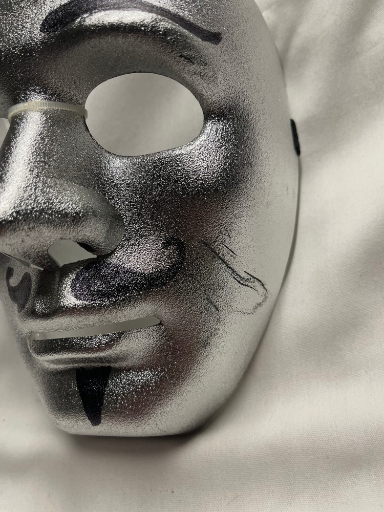 Silver Mask with Drawn on Mustache and Goatee