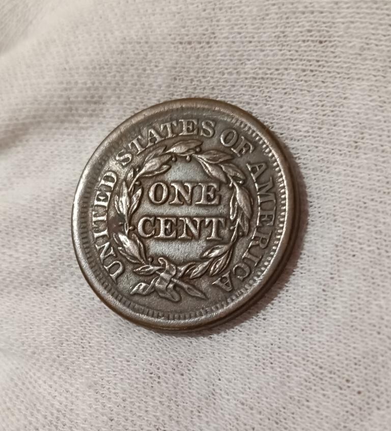 1854 Large Cent, AU Almost Uncirculated +