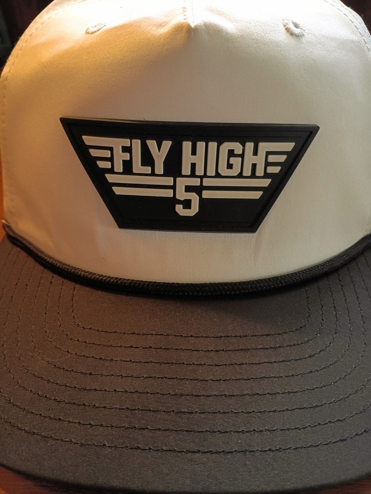 Swannies "Fly High 5" Snapback Banded Golf Hat - White & Black 5 Panel Cap