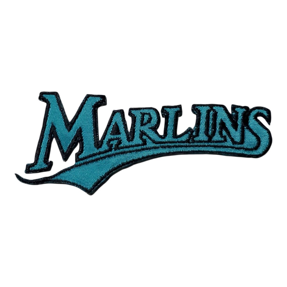 Miami Marlins Teal Vintage Style Script Patch. Embroidered. Iron On. 4.5"x2"
