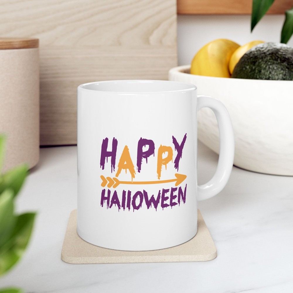 Happy Halloween – White Ceramic Mug (11oz or 15oz) 🎃☕