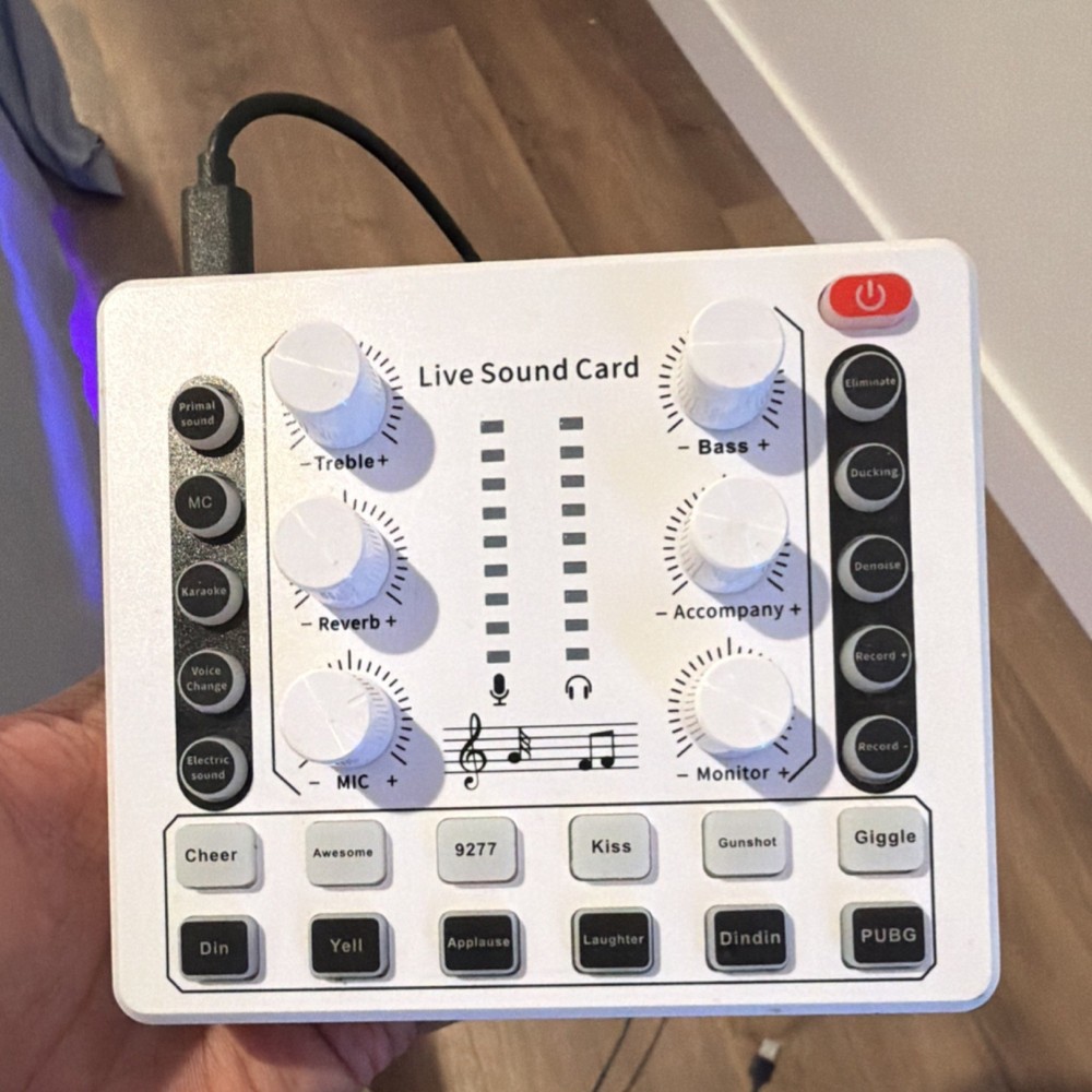 Live Sound Card External USB Audio Mixer Controller White External Box