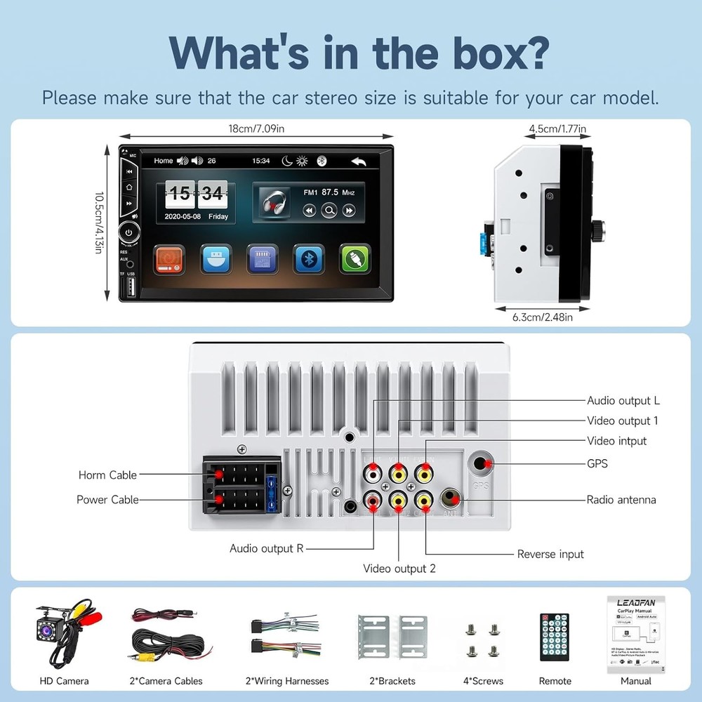 Advanced 7-Inch Touchscreen Car Stereo with AUX Input & Remote Control Features