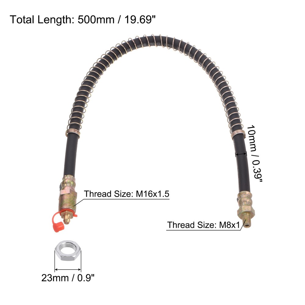 M8x1mm Thread 19.69" Flexible Extension Grease Hose with Fixing Nut