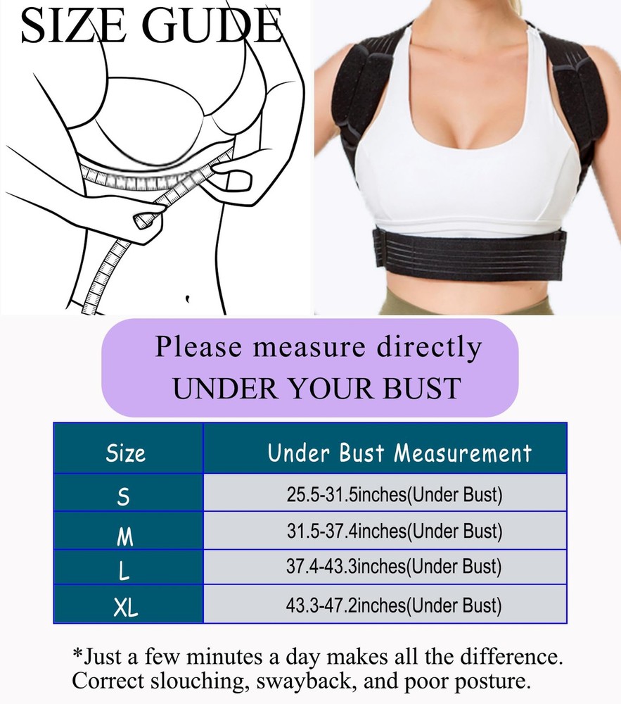 Posture Corrector for & Men Adjustable Lightweight Upper Back Brace Improve P...