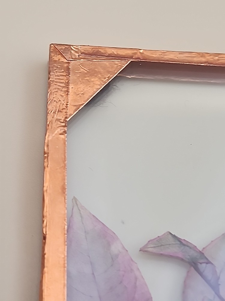 Copper Foiled Frame/Pressed & Dried Flowers Between Glass Coasters