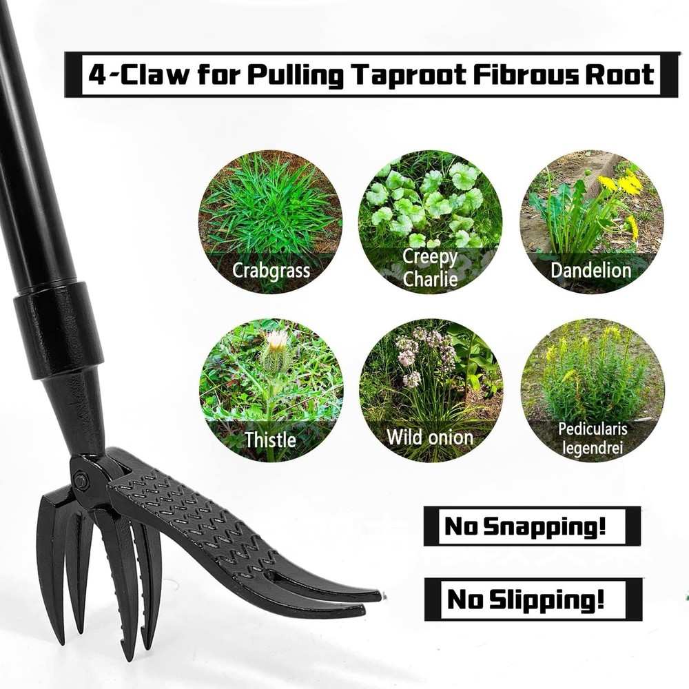 Weeder Puller Stand Up Weed Tool Handle Claw Garden Outdoor Root Remover Killer