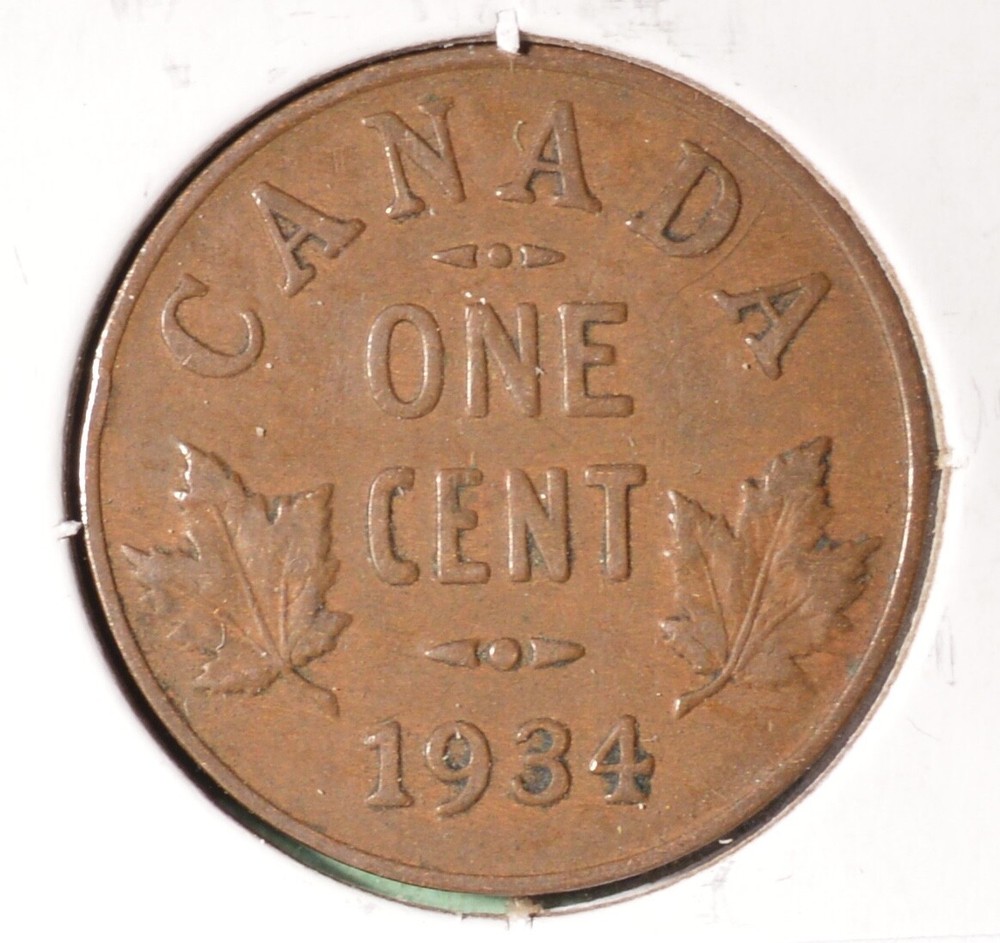 1934 - Canada Penny  - 1 cent  - Average Circulated   🇨🇦🇨🇦