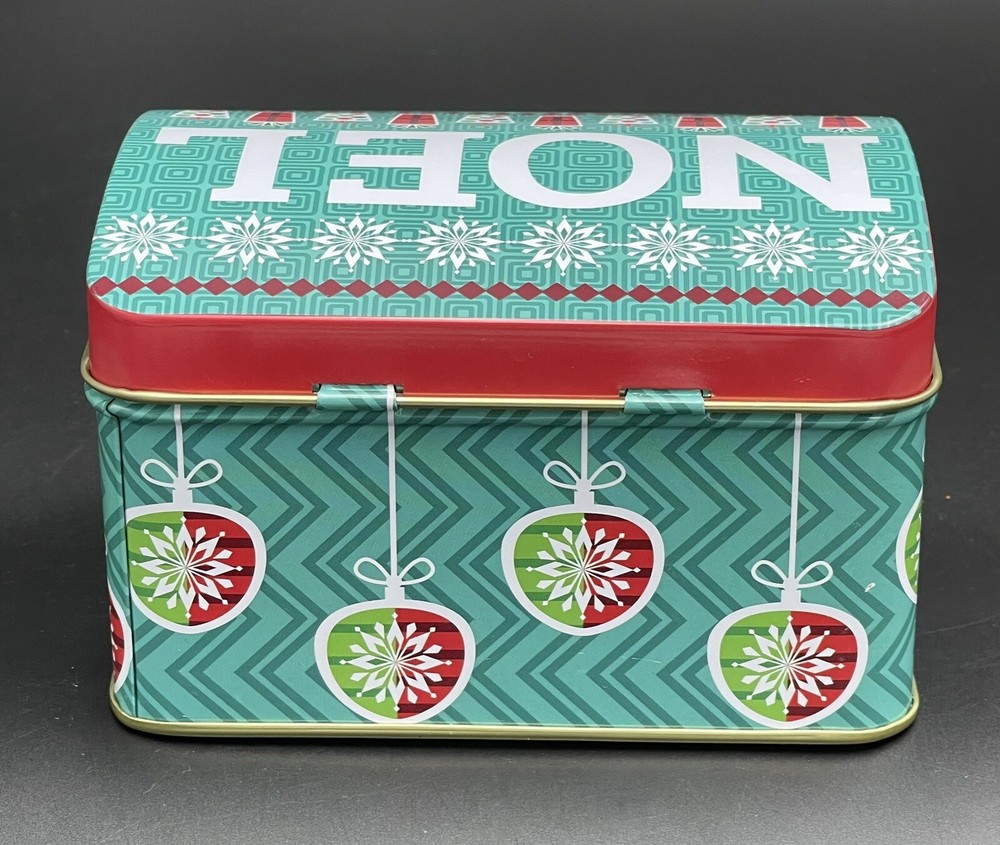 NOEL Rectangular Holiday Tin Box Container Can Empty 3" x 5" x 3.5"