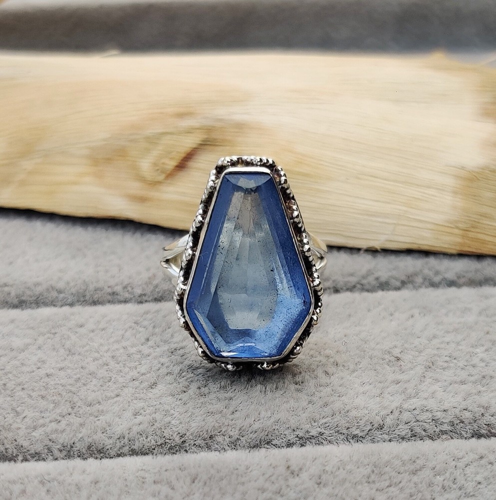 Iolite Coffin Ring 925 Sterling Silver Nice Ring Some Size Available MO2764