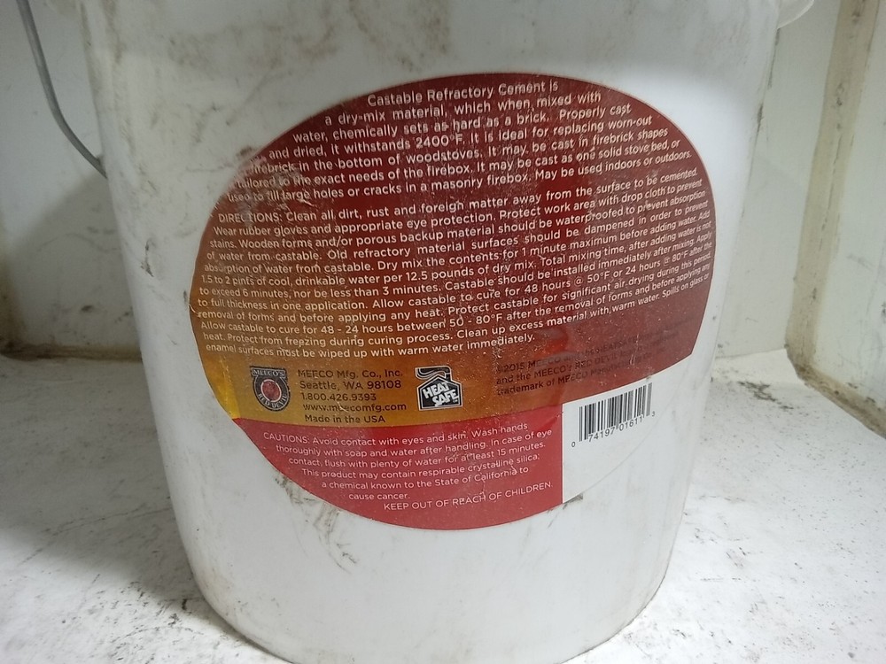25 Lbs Castable Refractory Cement WITHSTANDS 2400 DEGREES F (E3E)