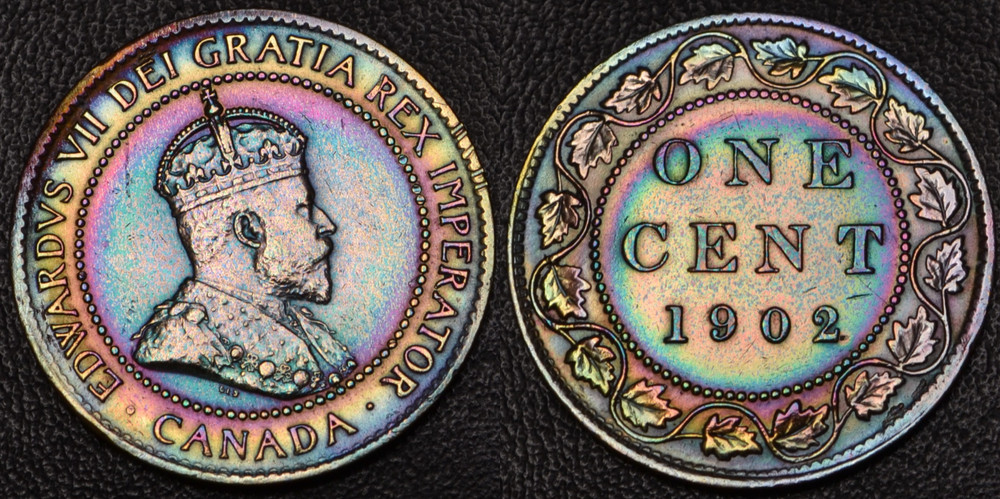 1902 Canada Large one cent 1 penny rainbow toning (60-62)