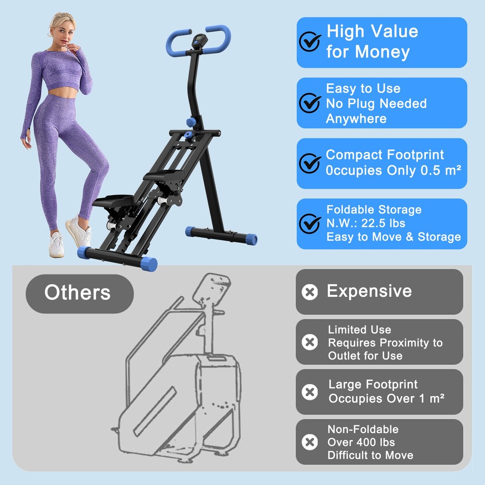Vertical Climber Stair Stepper Full Body Workout Machine Adjustable Handlebar