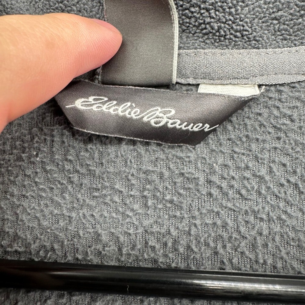 Eddie Bauer Pullover Men Large Gray 1/4 Zip Fleece Mock Neck Long Sleeve Solid