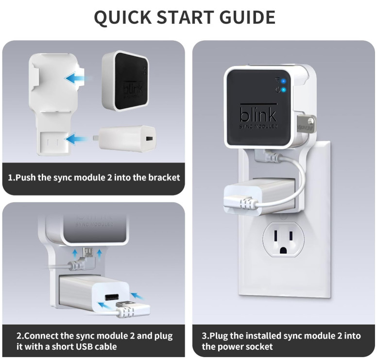 256GB USB Flash Drive & Wall Mount for Blink Sync Module 2 with Short Cable...