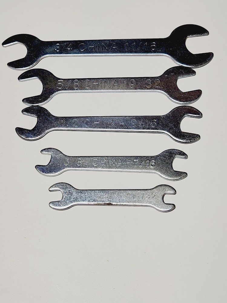Slim Power Tool Arbor Open End Slim Wrenches SAE 5pc