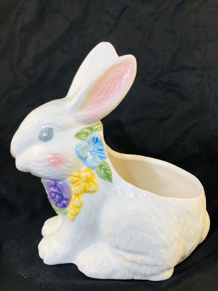 Easter Bunny Ceramic Candy Dish and plush