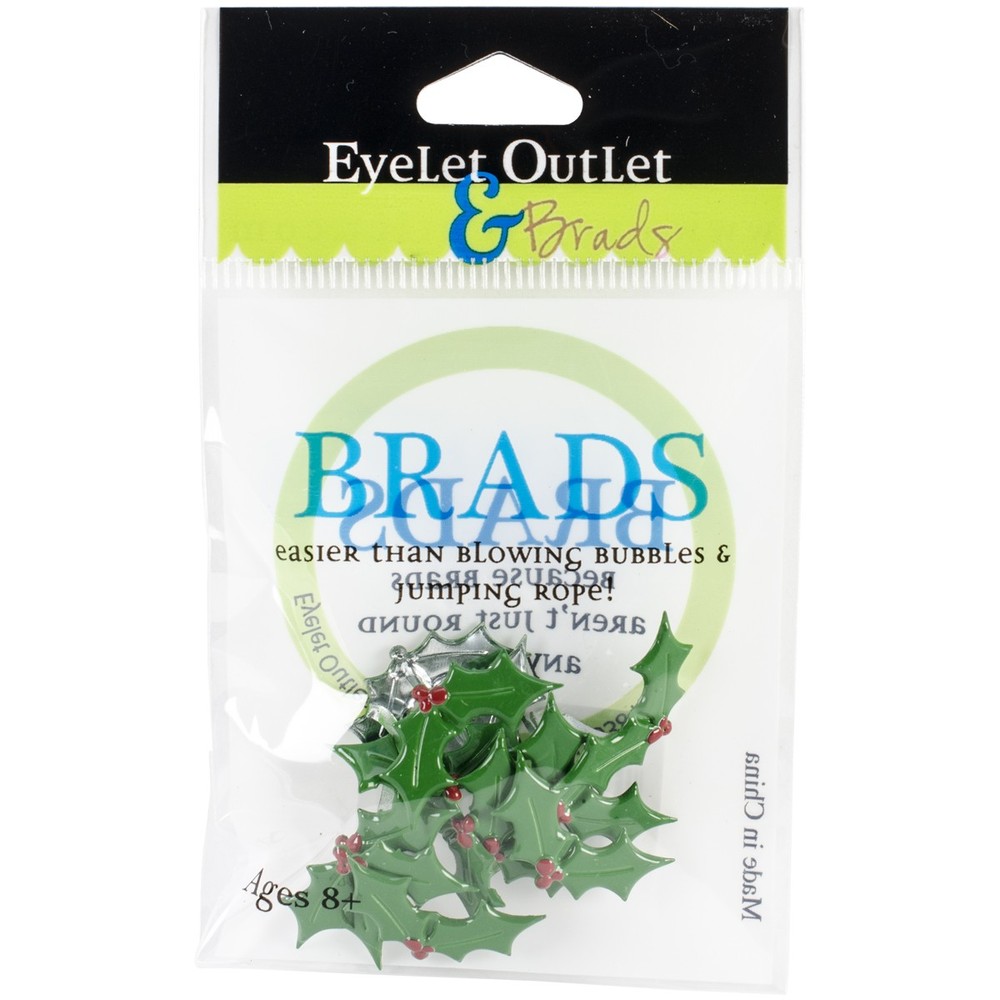 Eyelet Outlet Shape Brads 12/Pkg-Holly - 6 Pack