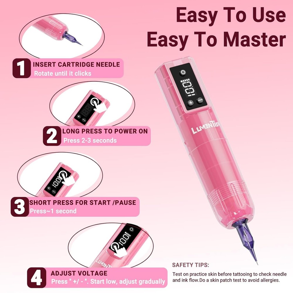 Wireless Tattoo Kit Complete for Beginners Pen Machine with Power Supply Needles