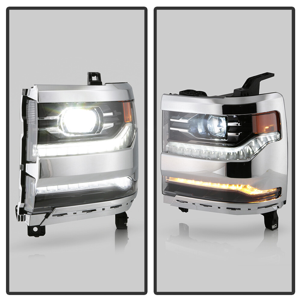 2016-2018 Chevy Silverado 1500 Chrome DRL Projector Headlights SET