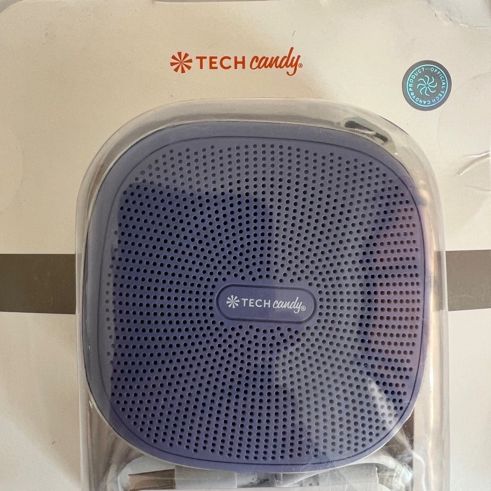 Tech Candy Tune Tag-Along Bluetooth Wireless Speaker Purple – Splash-Proof, New