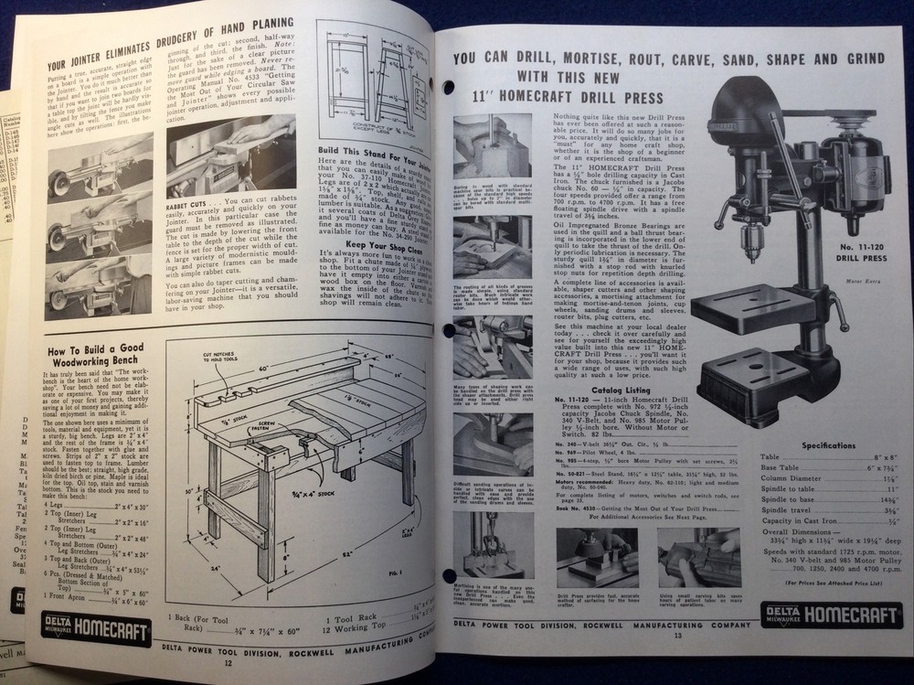 Vintage 1950 DELTA HOMECRAFT POWER TOOLS Catalog