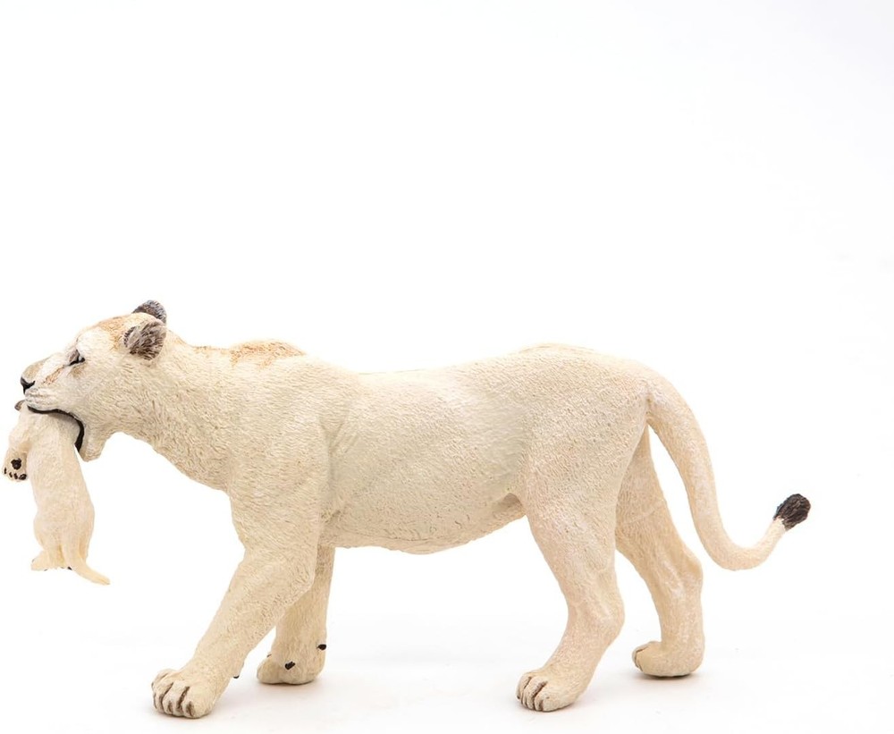 Papo White Lioness with Cub Figure, Multicolor