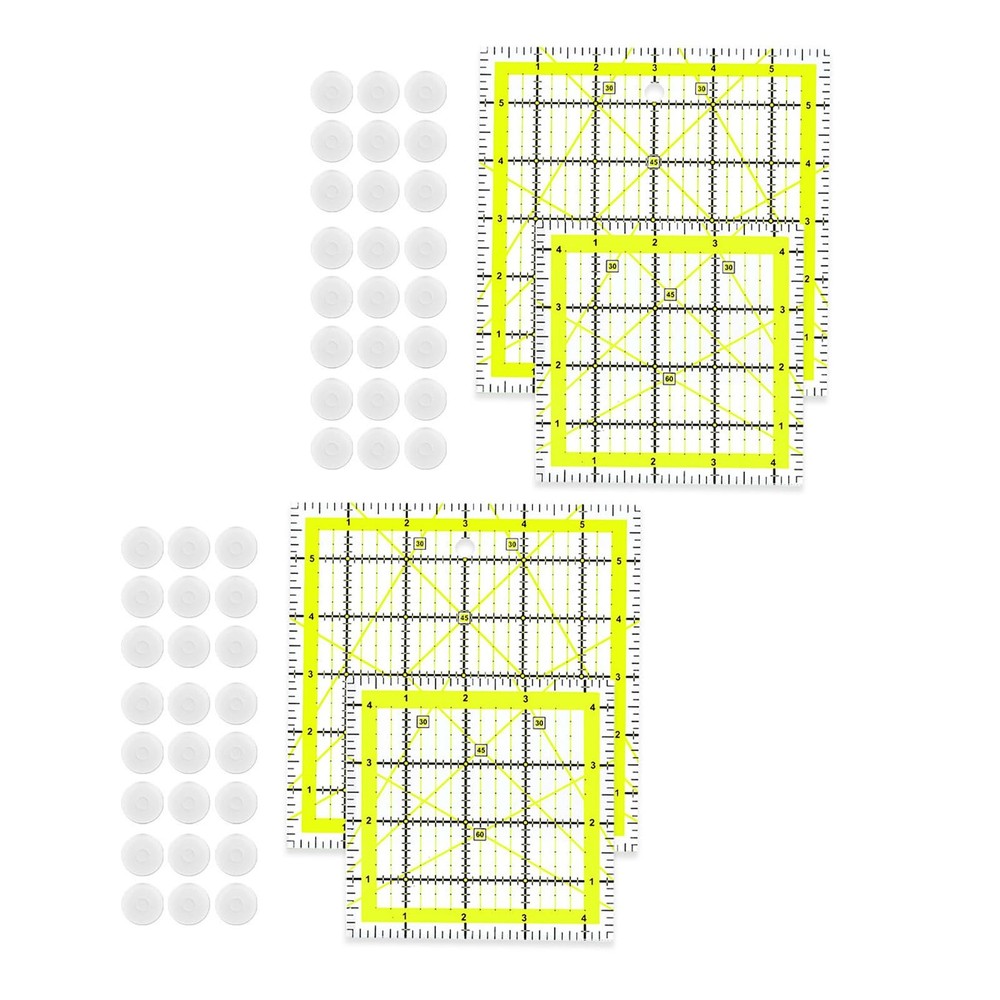KIIFENG Quilting Ruler 2Sets Acrylics Quilting Ruler Set Square Patchwork Ruler