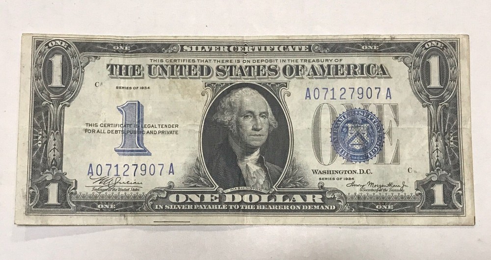 1934 $1 Silver Certificate Funny Back in Higher Grade Great Looking Note