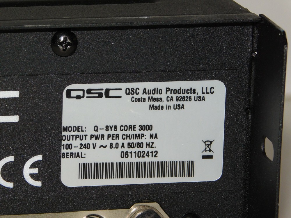 QSC Q-Sys Core 3000 Digital Audio Processor Sound System Amp Monitor Controller