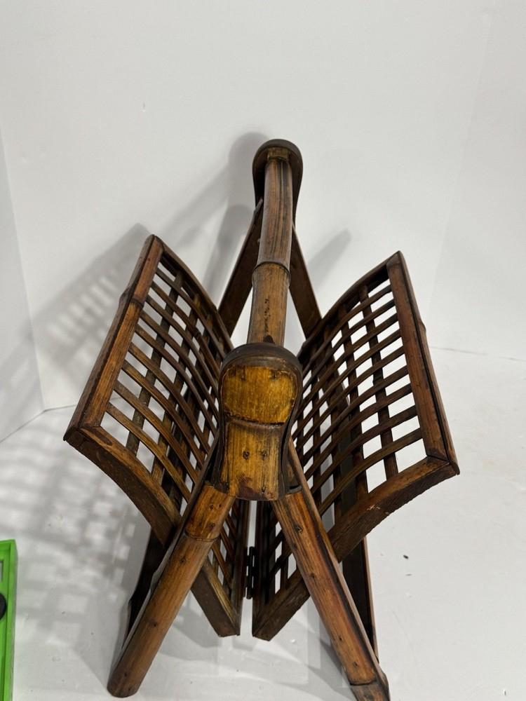Bamboo Wood Folding Magazine Holder Rack
