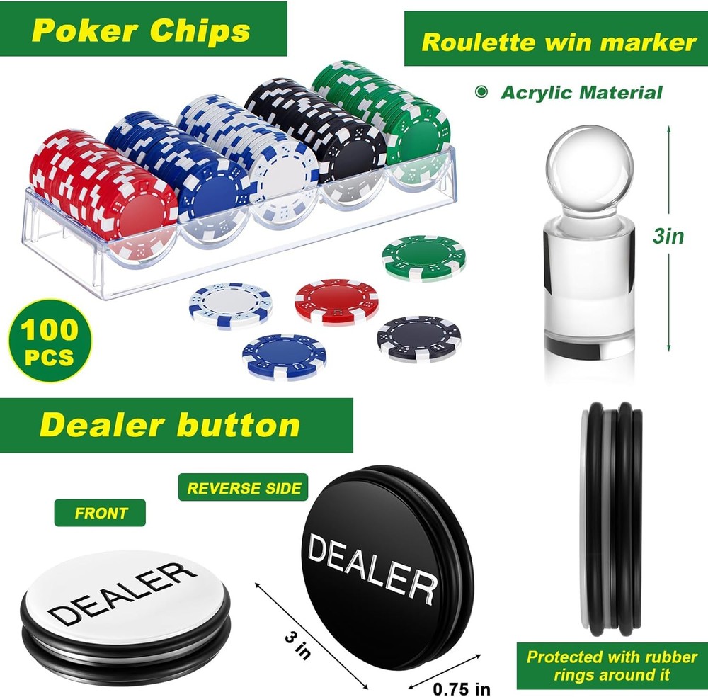 Roulette Wheel Game Set Include 11'' Solid Wood 35" x 16"...