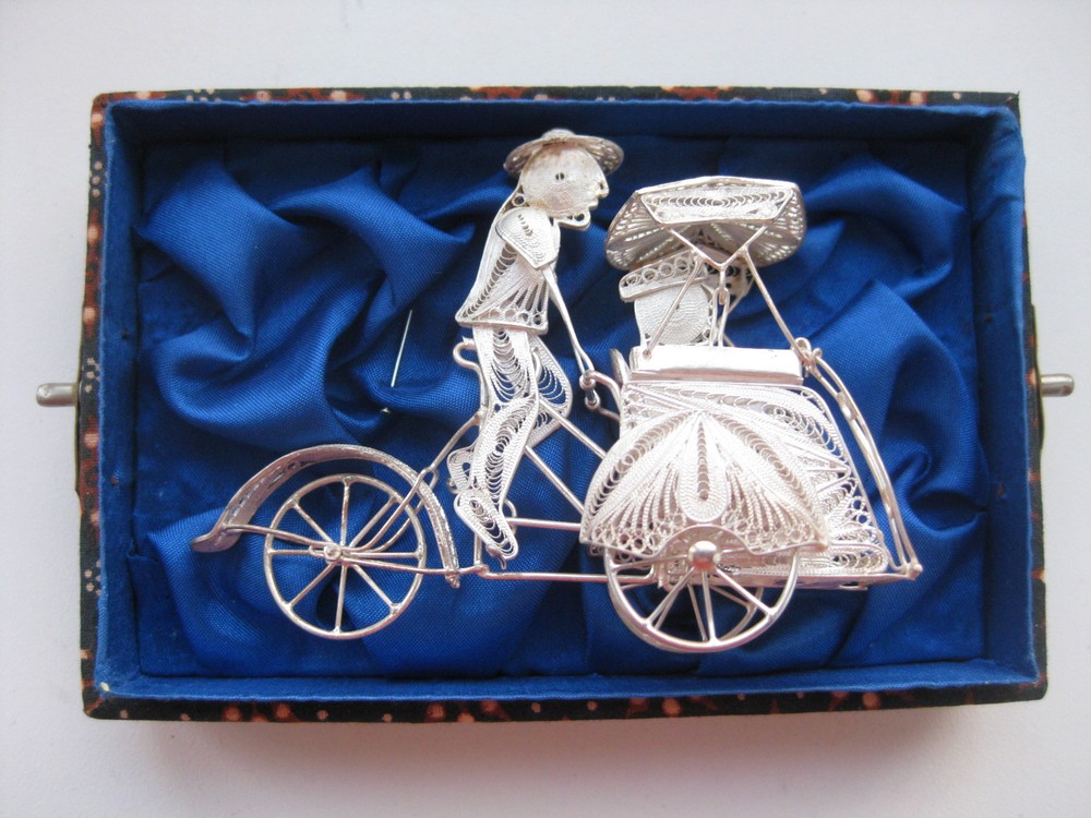 Old Silver Filigree Rickshaw Hand Made