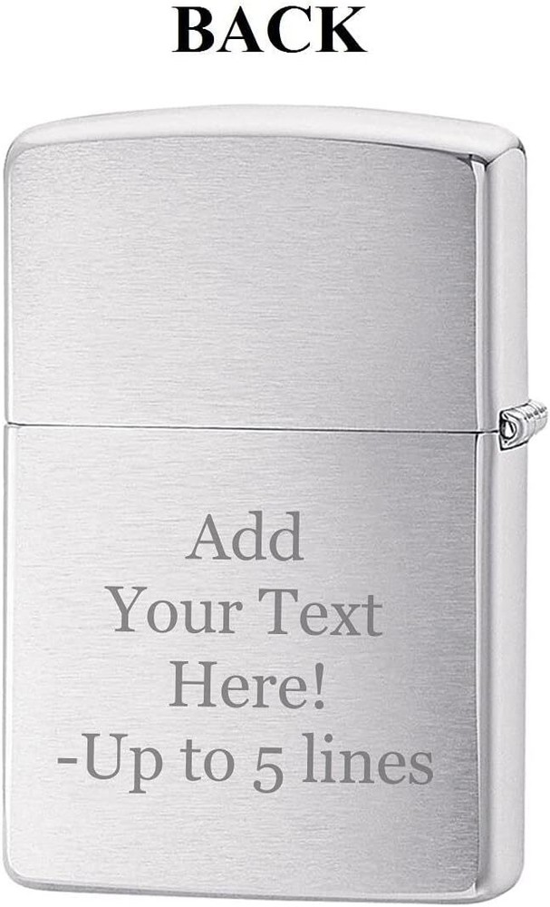 Zippo Lighter- Personalized Message Engrave for Navy Brushed Chrome #280ANC