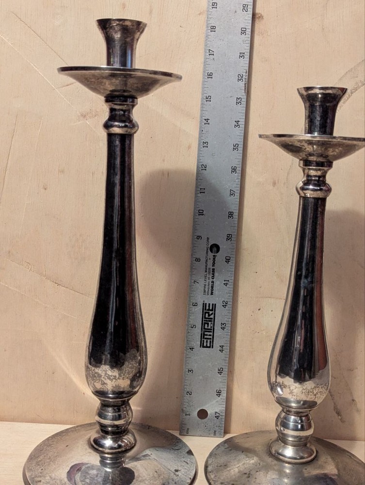 Impressive Massive Silver Plated HEAVY Candlestick Pair