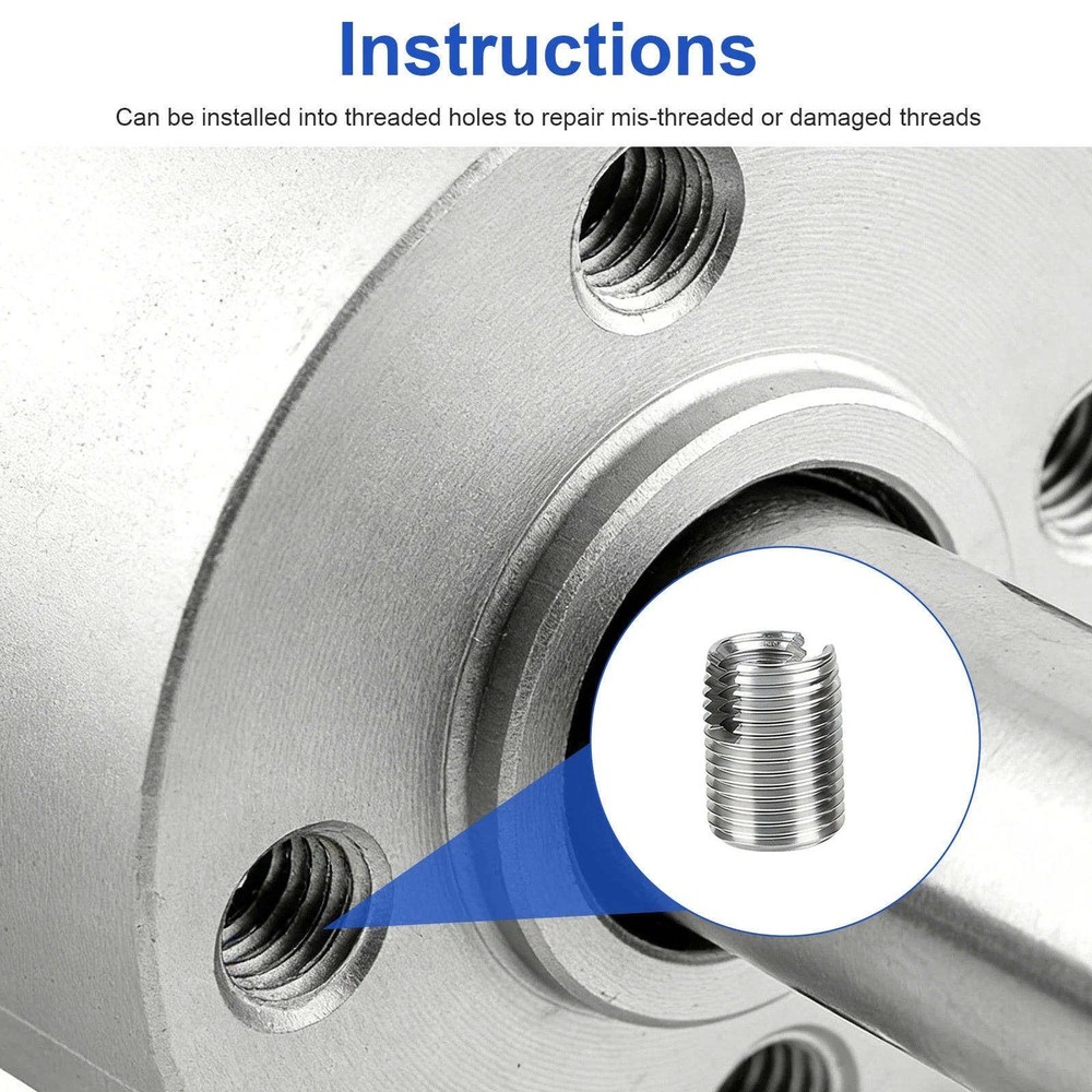 50PCS Self-Tapping Thread Inserts Set M3 to M16 Stainless Steel For Workshop Use