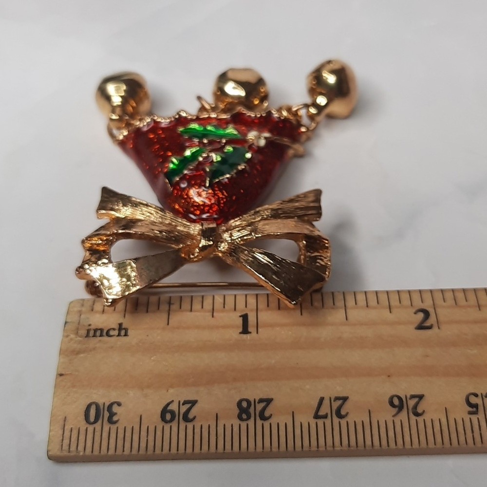 Christmas Bell with Jingle Bells Brooch