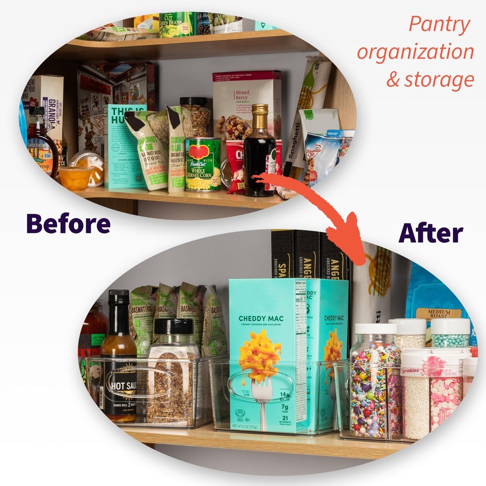 ClearSpace Plastic Pantry Bins with Removable Dividers - Kitchen Storage and ...