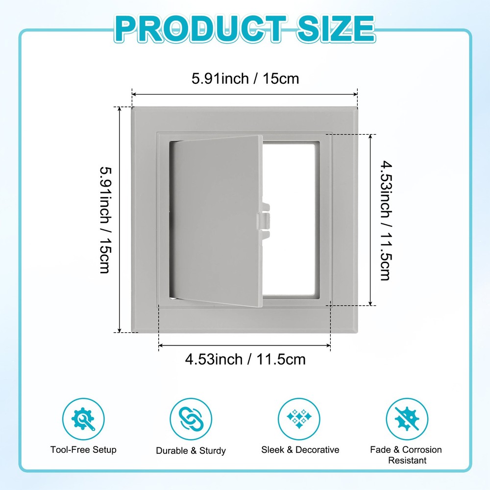 1-Pack Access Panel for Drywall, 4.5x4.5" Plastic Wall Hole Cover [Gray]