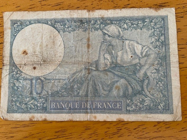 1939 10 FRENCH FRANCS BANKNOTE