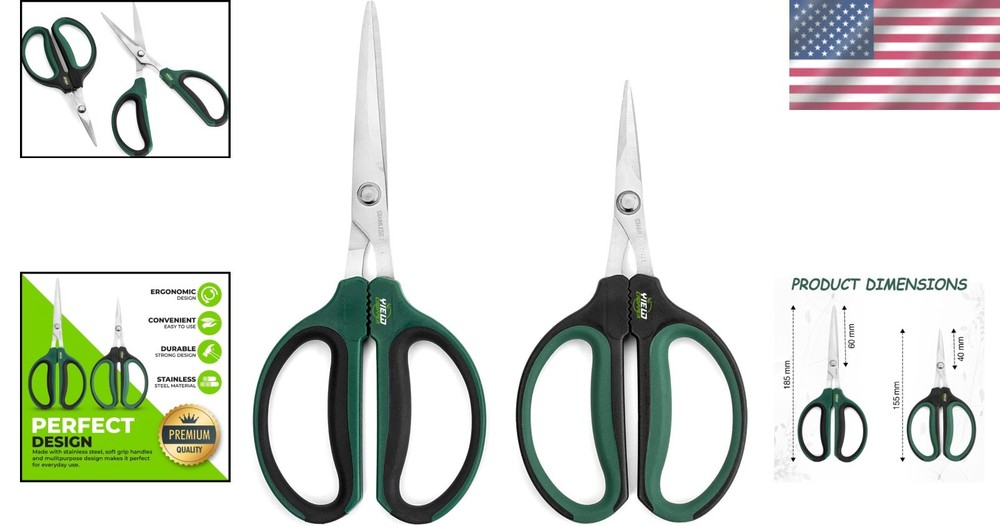 Professional 2-Pack Bonsai Scissors & Trimming Shears Set - Ergonomic & Durable