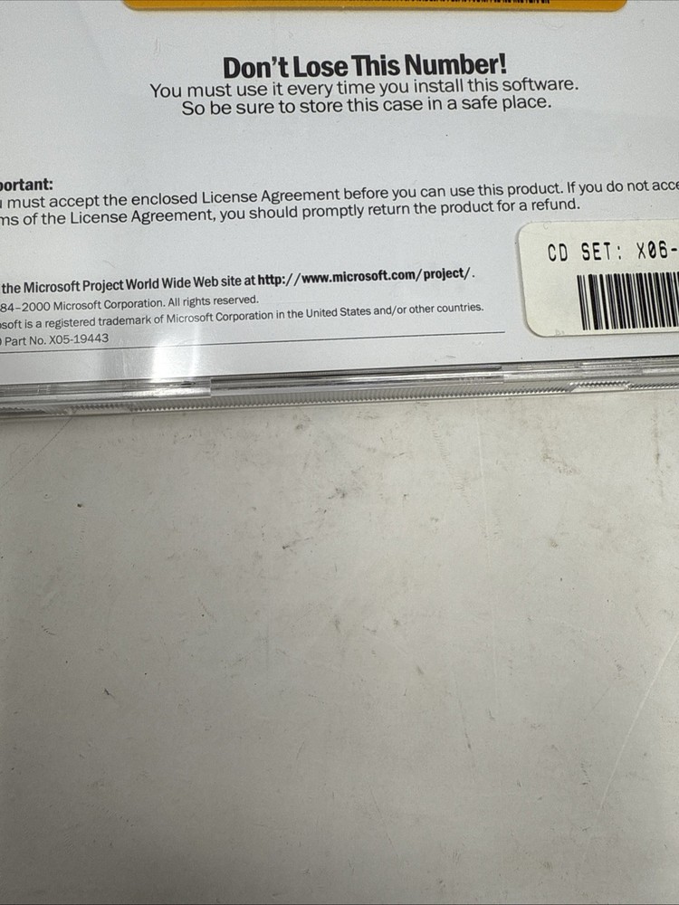 Vintage Microsoft Project 2000 SR-1 With Product CD Key