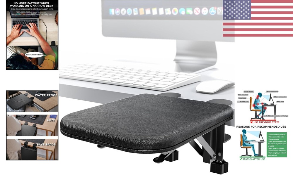 Comfortable Adjustable Wrist Rest for Desk - Ergonomic Foam Support (9" Black)