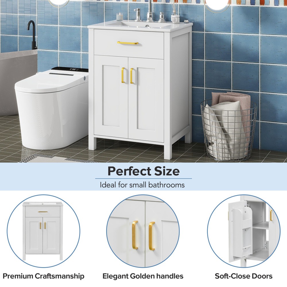 Bathroom Vanity Combo W Ceramic Sink Luxurious Space-Saving Vanity